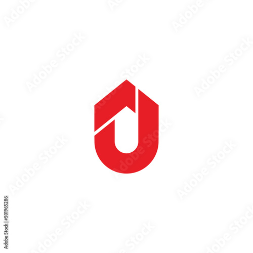 letter j simple motion arrow up red logo vector
