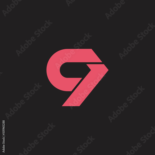 letter c q simple geometric arrow logo vector