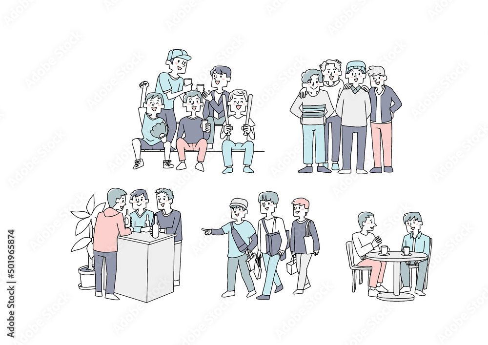 心から信頼できる幸福な男性同士の集まりのセット コミカルな人物ベクターイラスト Stock Vector Adobe Stock 心から信頼できる幸福な男性同士の集まりのセット コミカルな人物ベクターイラスト Stock Vector Adobe Stock