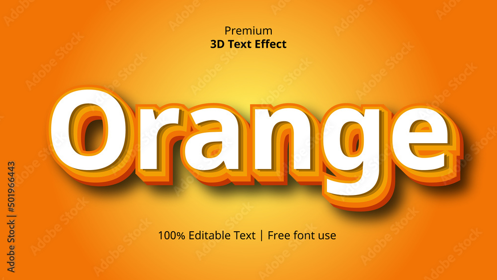 Orange 3d text effect gradient neon typography trendy hipster sticker lettering calligraphy