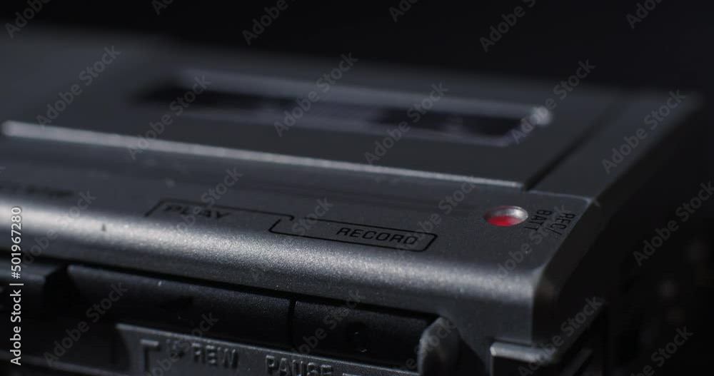 Record Light Of Microcassette Recorder Illuminated In Low-Key Light Record Light Of Microcassette Recorder Illuminated In Low-Key Light