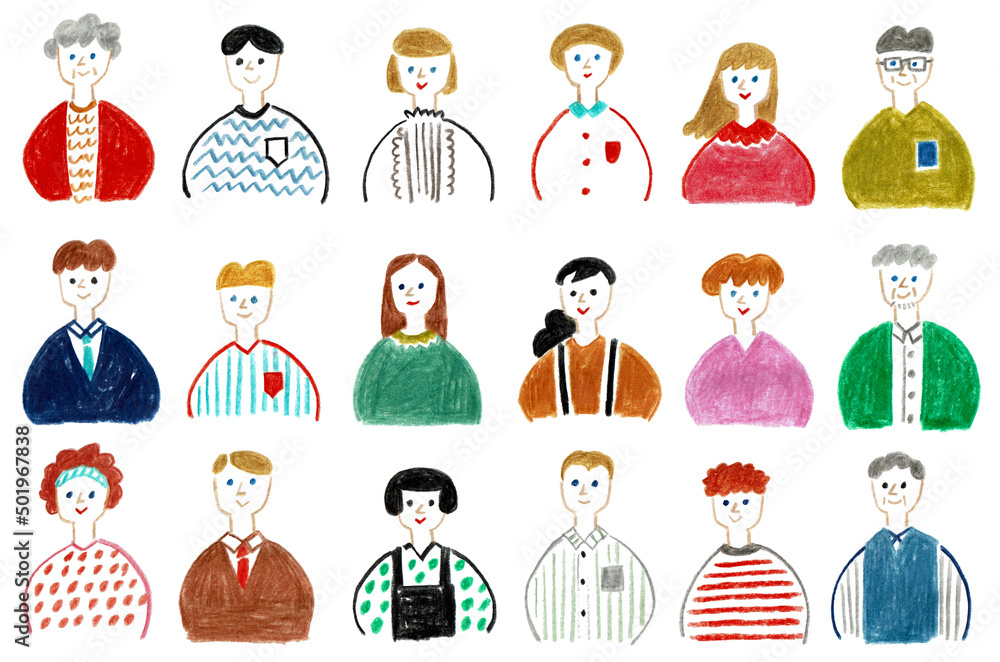 Fototapeta premium 老若男女、他人種のセット