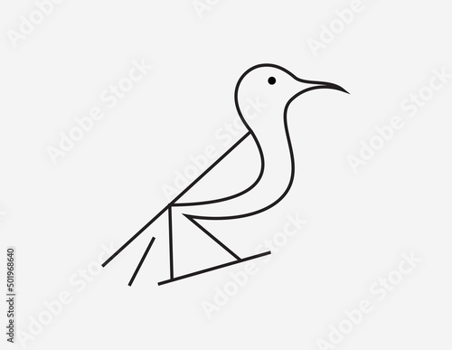 bird colibri logo design line art style.
