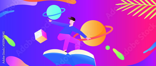Reading character flat vector concept operation illustration
