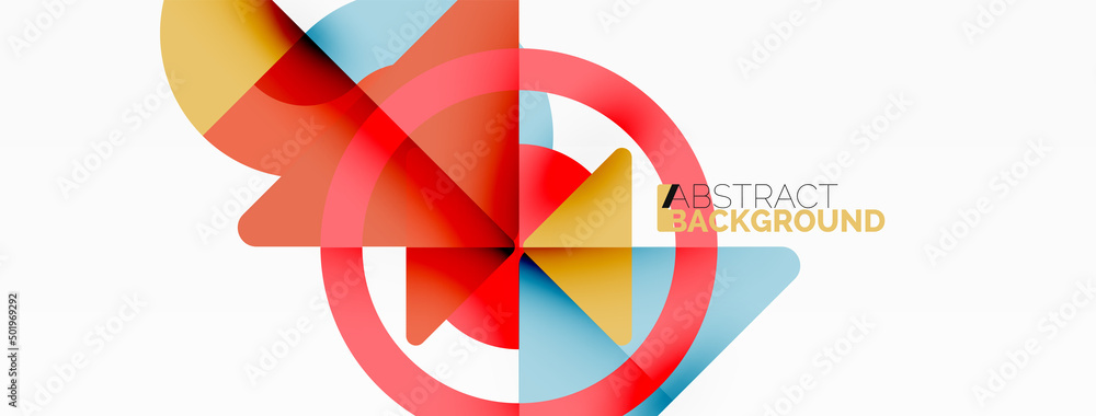 Obraz premium Creative geometric wallpaper. Minimal abstract background. Triangles and circles composition vector illustration for wallpaper banner background or landing page