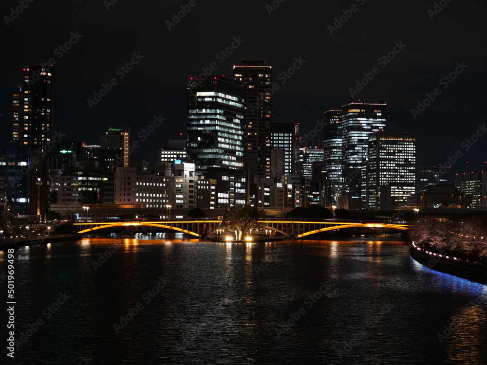 Obraz premium 天神橋橋脚夜景