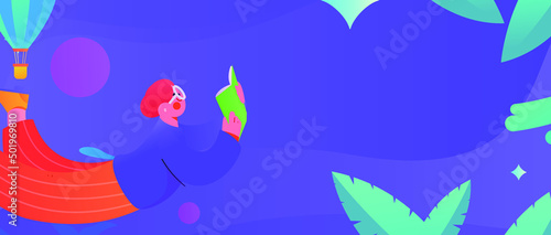 Reading character flat vector concept operation illustration
