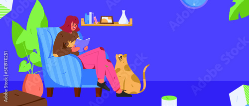 Reading character flat vector concept operation illustration
