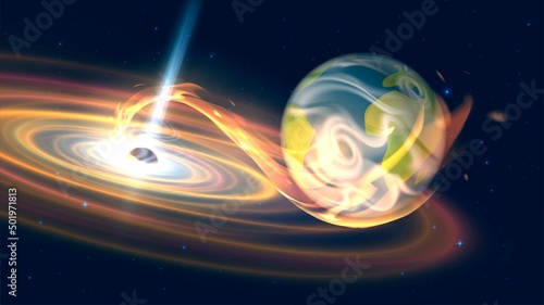 The planet Earth is swallowed up by a black hole