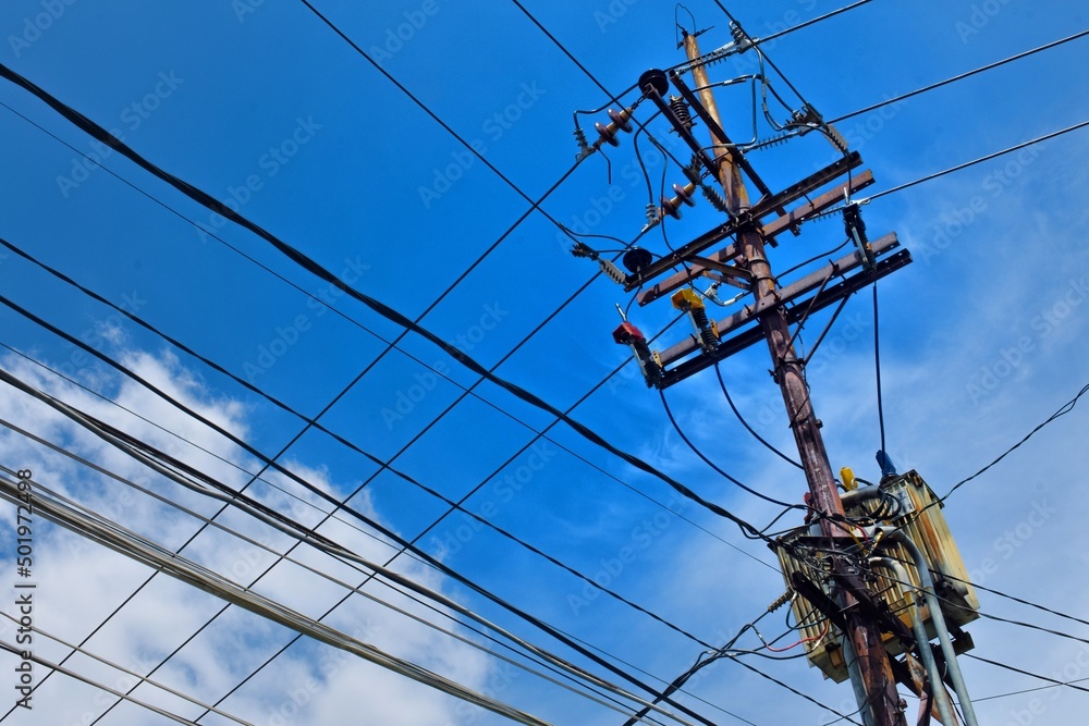 Electric Pole and electric cables Electric Pole and electric cables