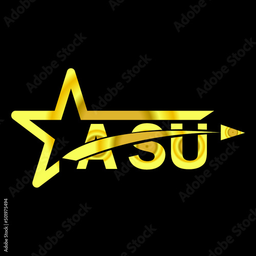 ASU letter logo design. ASU creative  letter logo. simple and modern letter logo. ASU alphabet letter logo for business. Creative corporate identity and lettering. vector modern logo  photo