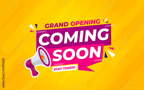 Grand opening coming soon sale poster sale banner design template with 3d editable text effect