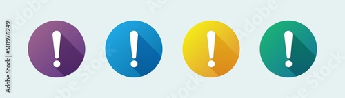 Exclamation mark vector icon set. Exclamation symbol in flat style.