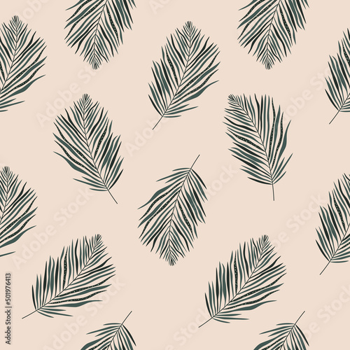 seamless pattern with tropic leaves. Modern style. Vector  illustration