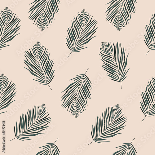 seamless pattern with tropic leaves. Modern style. Vector, illustration