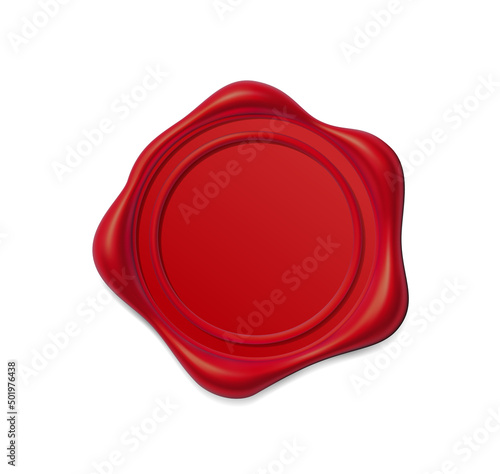 Seal wax 3d. Red Wax candle stamp. Realistic vector render design elements.