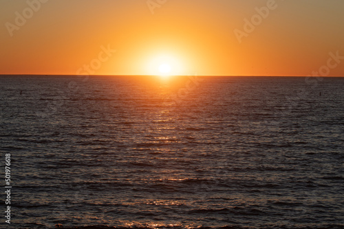 Golden sunset at the sea. landscape with sunset over the ocean.