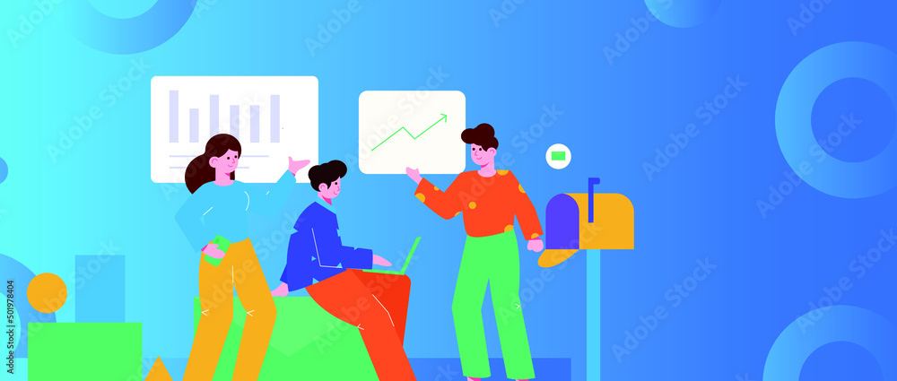 Internet workers collaborating with each other vector concept illustration
Internet workers collaborating with each other vector concept illustration