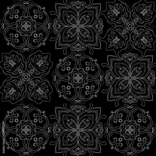 Ceramics majolica tile ornament. Oriental traditional ornament pattern