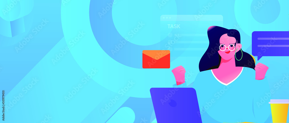 Fototapeta premium Internet workers collaborating with each other vector concept illustration 