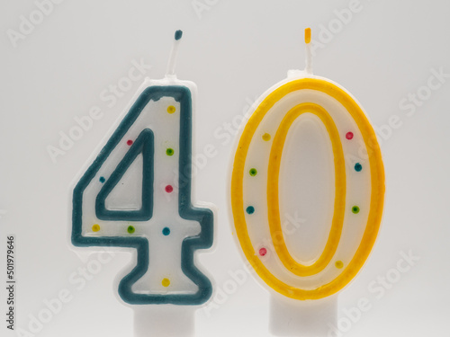 Birthday candles - numbers on a white background