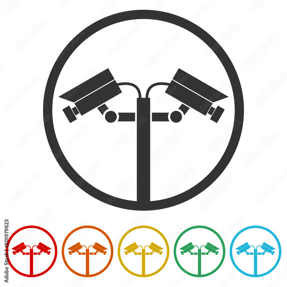 Security camera icon. Set icons colorful Security camera icon. Set icons colorful