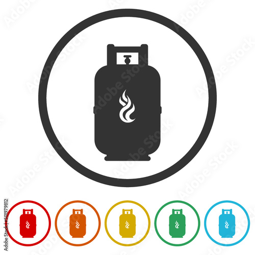 Propane gas tank icon. Set icons colorful