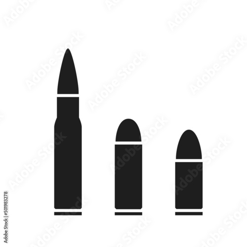 rifle and gun bullet set. weapon and ammunition icon. isolated vector image for military infographics and web design
