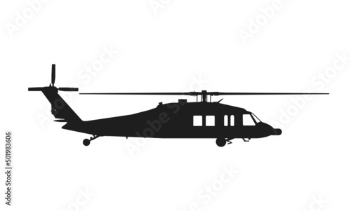 sikorsky uh-60 black hawk helicopter. us air force symbol. vector image for military infographics and web design photo