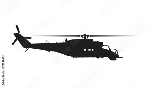 mi 24 attack helicopter. weapon, air force and army symbol. vector image for military infographics and web design