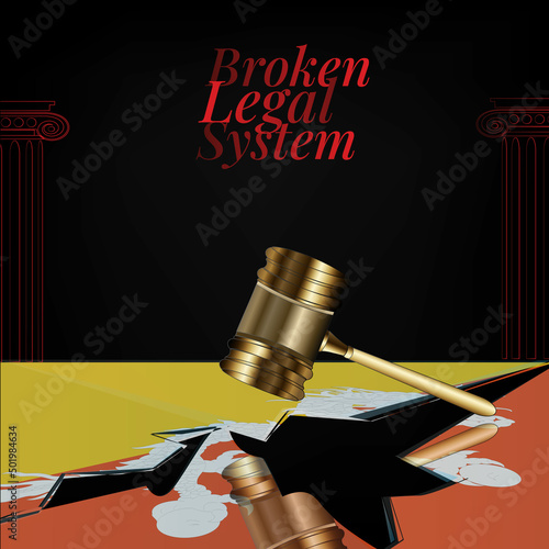 Bhutan's broken legal system concept art.Flag of Bhutan and a gavel.