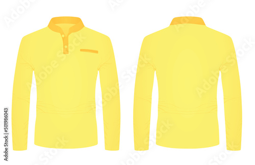 Long sleeve yellow t shirt. vector