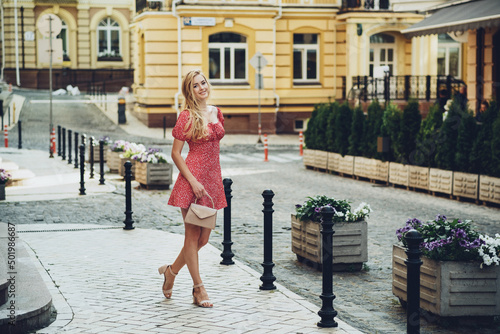 woman walking in the city Kyiv