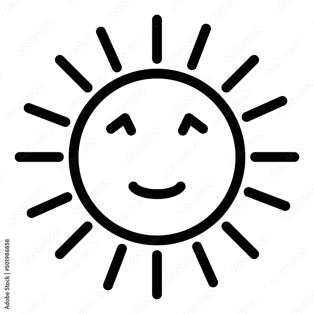 happy sun icon line style vector happy sun icon line style vector