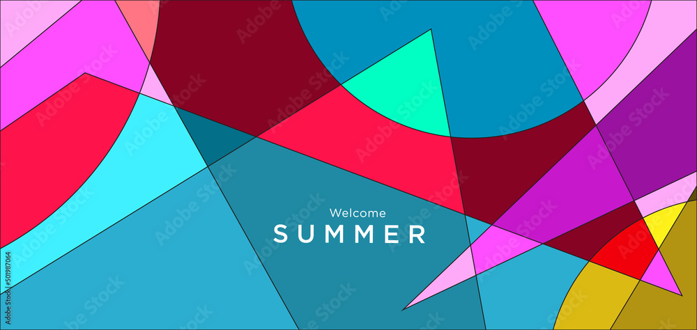 Fototapeta premium Colorful abstract geometric background for summer banner