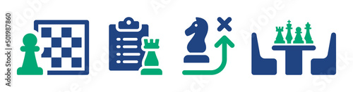 Stampa su tela Set of chess game vector illustration