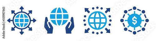 Social network communication vector. Global network icon set.