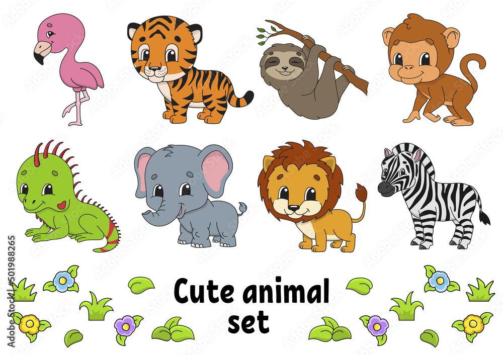 Fototapeta premium Cartoon character. Animal theme. Colorful vector illustration. Isolated on white background. Design element. Template for your design, books, stickers, cards.