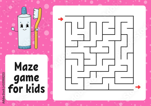 Maze game for kids. Funny labyrinth. Activity worksheet. Puzzle for children. cartoon style. Logical conundrum. Color vector illustration.