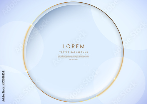 Abstract gold circles lines overlapping on white background.