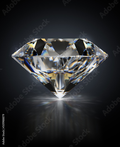 diamond on a black reflective background