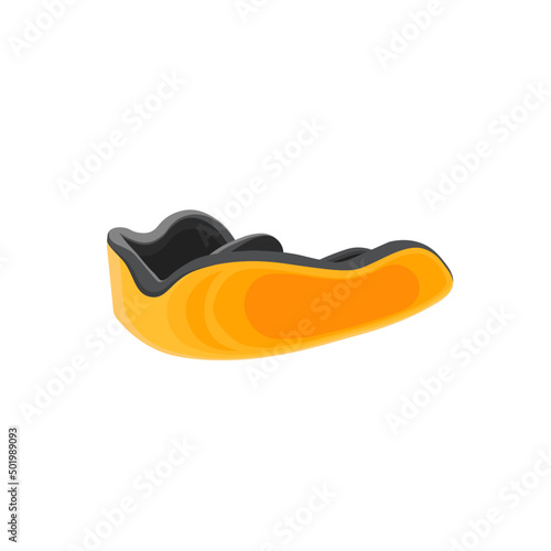 Mouthguard for boxing, bjj, American football vector illustration in flat style. Yellow mouthpiece. 