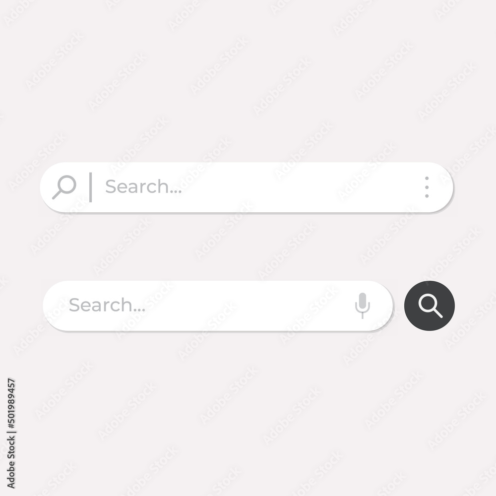 Set of search bar and voice recorder with search button bubble ui design elements illustration on isolated background Set of search bar and voice recorder with search button bubble ui design elements illustration on isolated background