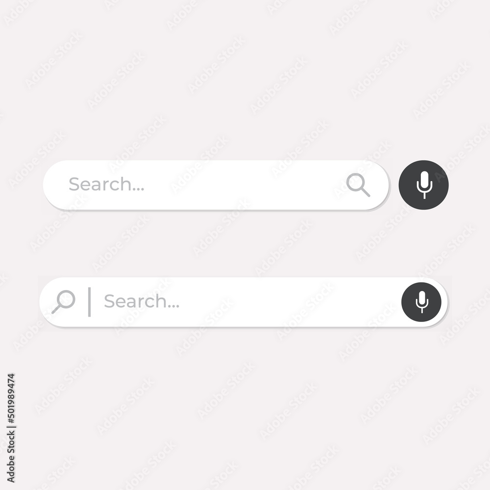 Set of the search bar and voice recorder with voice recorder bubble UI design elements illustration on isolated background Set of the search bar and voice recorder with voice recorder bubble UI design elements illustration on isolated background