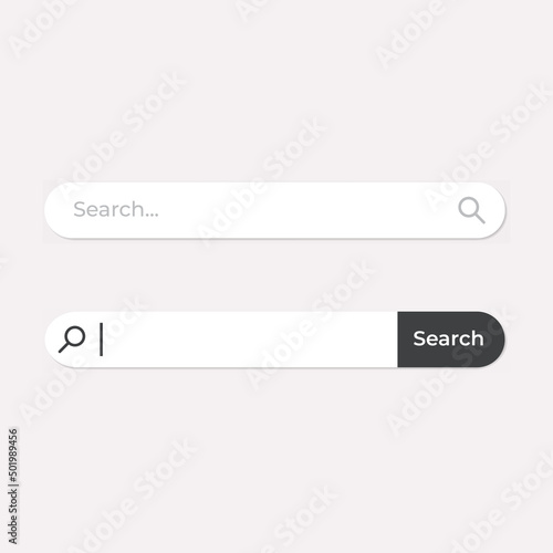 Set of search bar and search button ui design elements illustration on isolated background