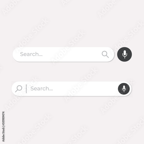 Set of the search bar and voice recorder with voice recorder bubble UI design elements illustration on isolated background