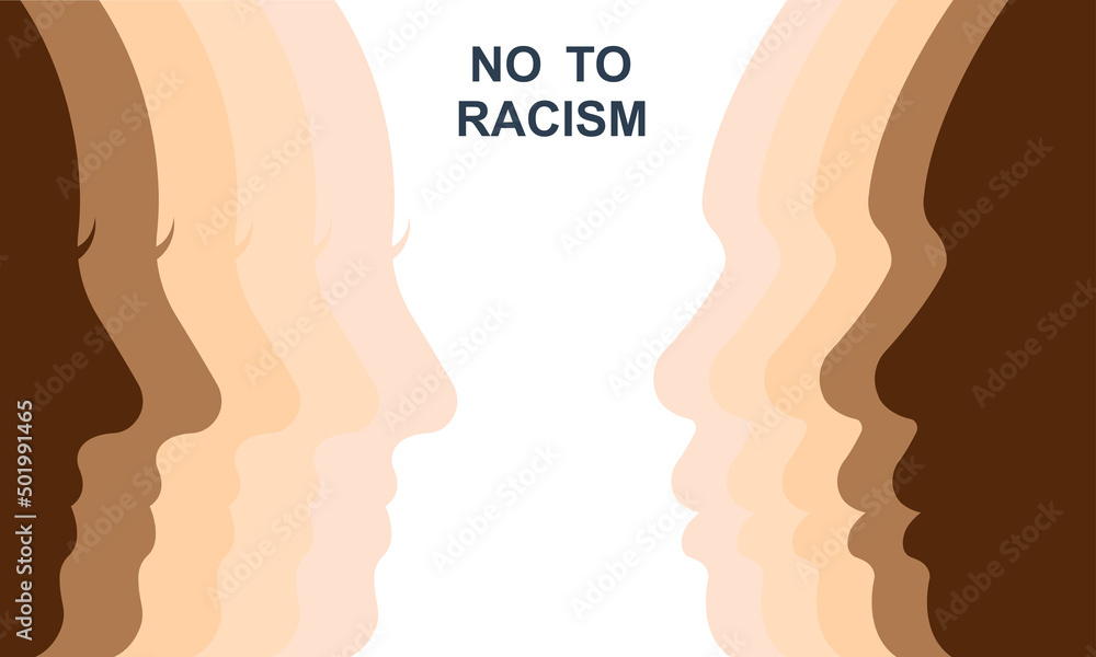 No Racist Scapegoating Say no to racism. Vector background with no racial discrimination. Man ...