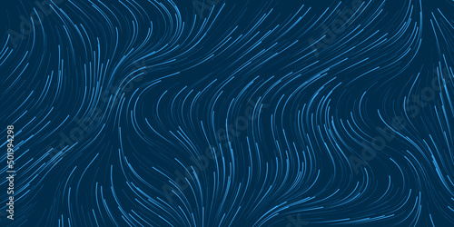 Dark Blue Curving, Vertically Flowing Striped Lines Pattern - Modern Style Futuristic Digitally Generated Abstract Background, Creative Design in Editable Vector Format