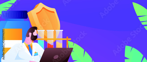 Medical health protection against epidemic flat vector concept illustration
