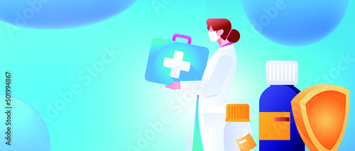 Medical health protection against epidemic flat vector concept illustration
